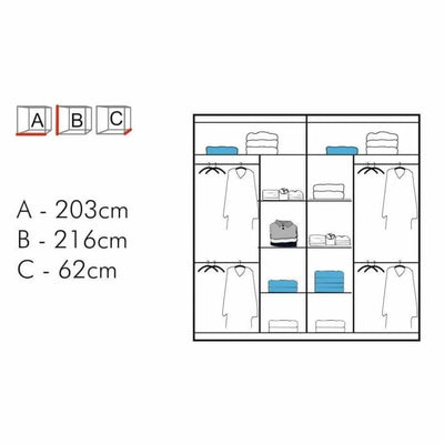 Delta Sliding Door Wardrobe - Black, White, Grey