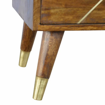 Gold Geometric Chestnut Bedside Table