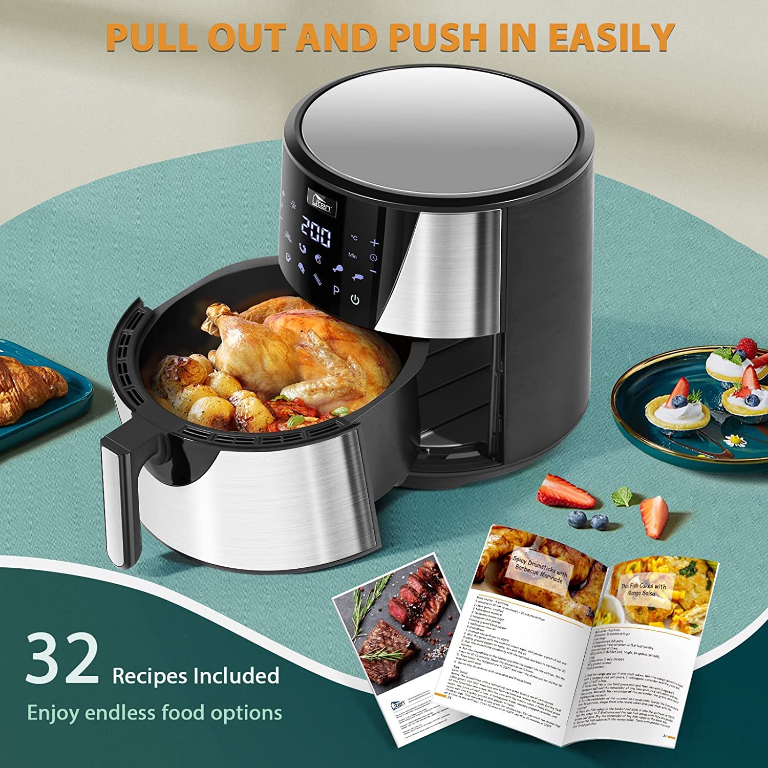 Uten Healthy Air Fryer Oven 7.5 L, 8 Preset Programs, Preheat, Power O –  Infyniti Home