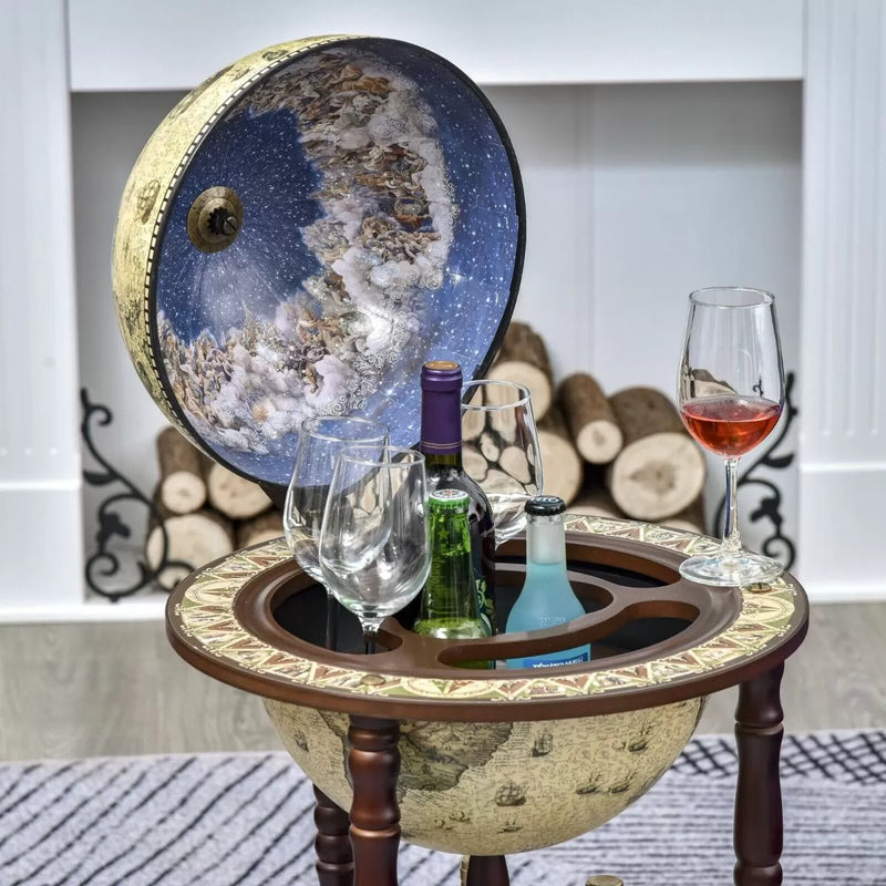 Retro Style Mini Bar Globe Drink Table - Beige