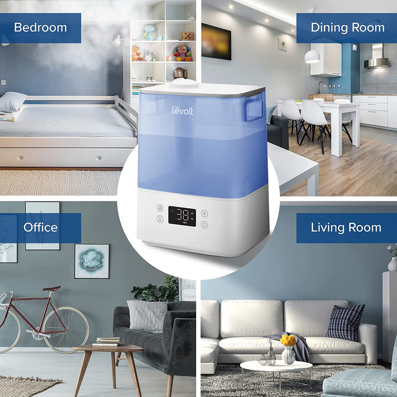 LEVOIT Smart Humidifiers for Bedroom & Baby, 6L Top-Fill Cool Mist, Quiet Sleep Mood & Alexa Control, Essential Oil Diffuser, Up to 60H for 47㎡, Blue