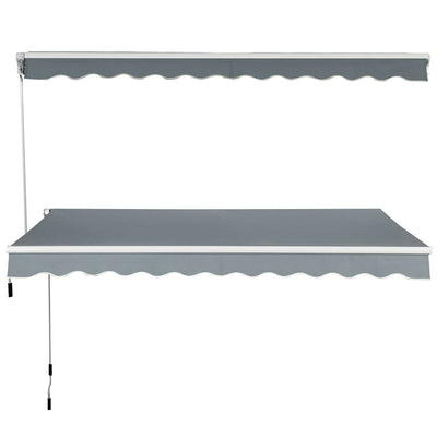 Retractable Manual Awning Canopy Patio Shade Shelter-Grey