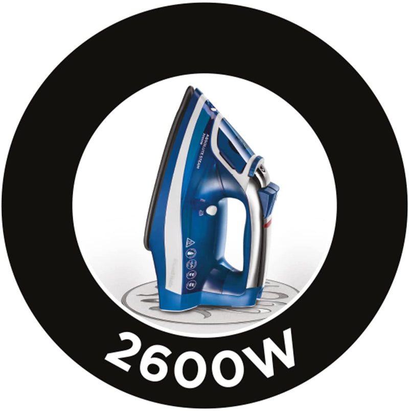 Russell Hobbs 25900 Absolute Steam Iron with Anti-Calc and Self Clean Functions, 2600 W, Blue/White