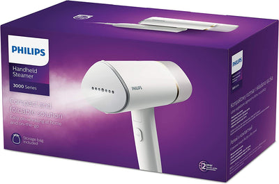 Philips Handheld Steamer 3000 Series, Compact and Foldable, Ready to Use in 30 Seconds, No Ironing Board Needed, 1000W, 20g/min, White (STH3020/16)