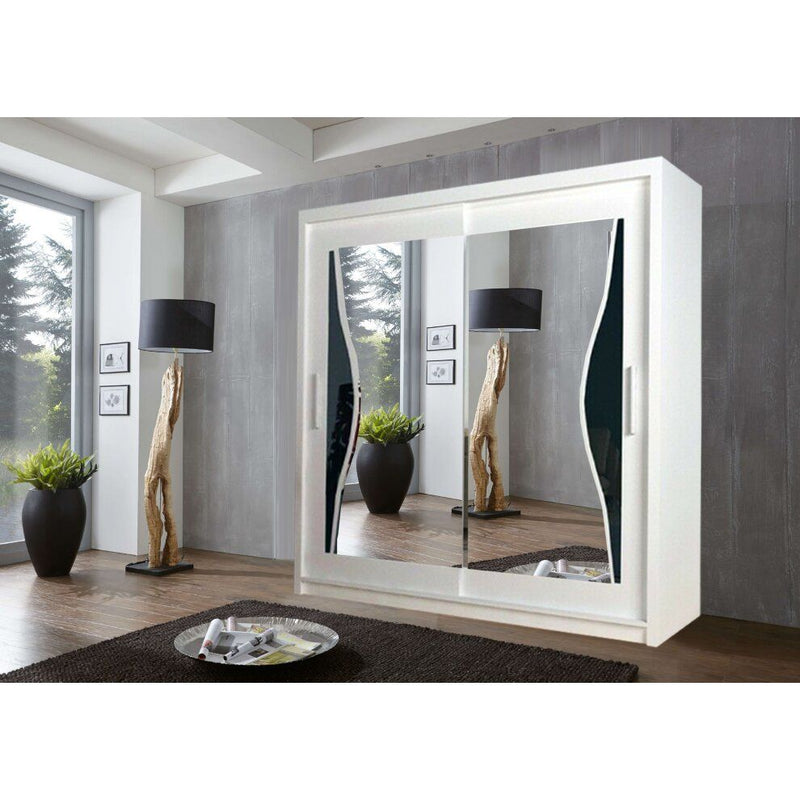 Heffner White Sliding Door Wardrobe  3 Sizes 4 Colour