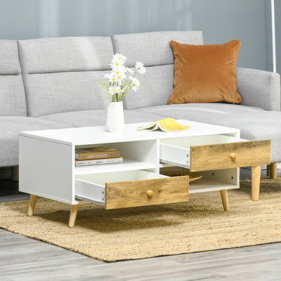 Coffee Table Rectangular End Side , White Brown