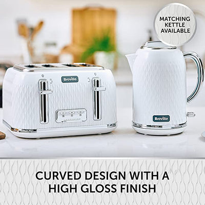 Breville Curve 4-Slice Toaster with High Lift and Wide Slots | White & Chrome [VTT911]