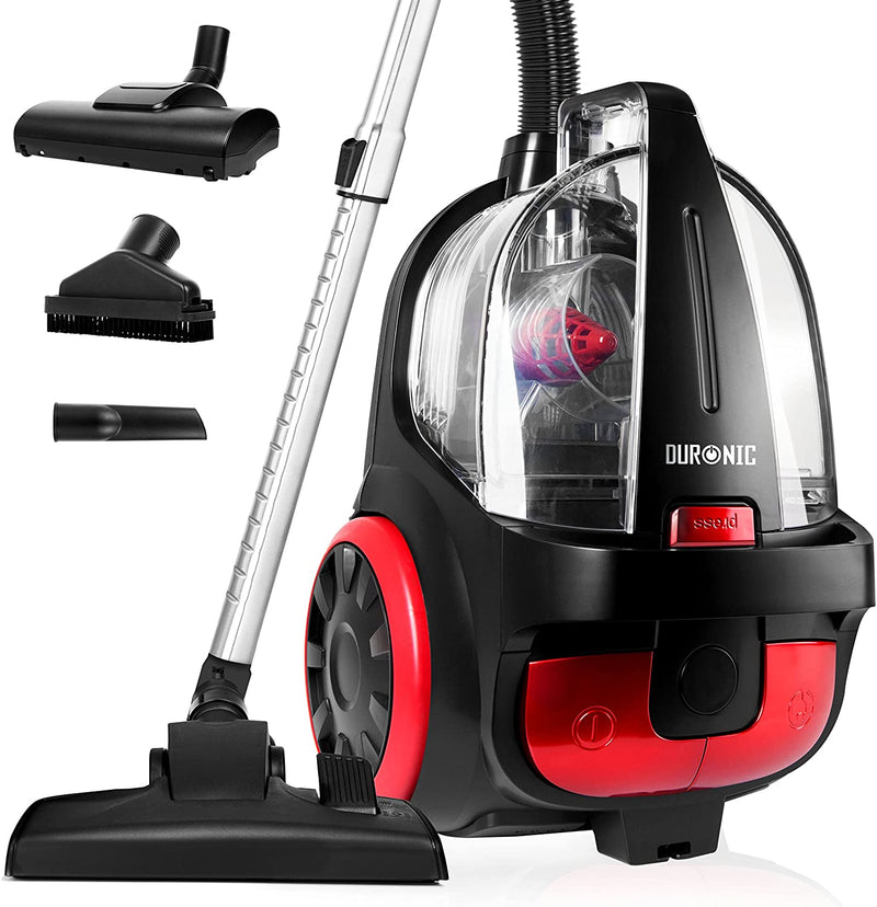 Duronic Bagless Cylinder Vacuum Cleaner VC5010 | Cyclonic Carpet and Hard Floor Cleaner | 500W | HEPA Filter | Extendable Hose [Energy Class A+]