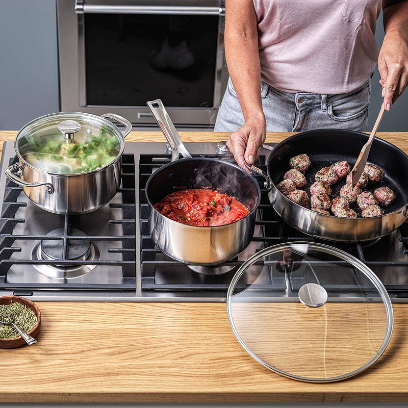 Kitchenaid, Stainless Steel Non-Stick Saucepan with 2 Spouts - 16 cm/1.5L , Silver