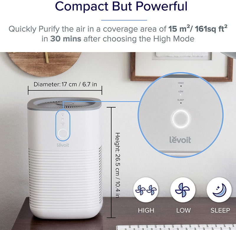 LEVOIT Air Purifier for Home Bedroom, Dual H13 HEPA Filters with Aromatherapy Diffuser, Quiet Air Cleaner for Smoke, Allergies, Ozone Free, LV-H128