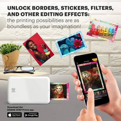 KODAK Step Instant Printer Bluetooth/NFC Wireless Photo Printer with ZINK Technology & KODAK App for iOS & Android Prints 2x3 Inch Sticky-Back Photos