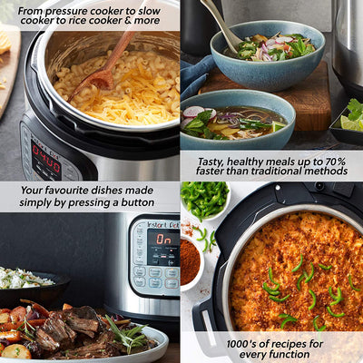 Instant Pot Duo Plus 5.7L Electric Pressure Cooker. 15 Smart Programs: Pressure Cooker, Rice Cooker, Slow Cooker, Steamer, Sauté Pan