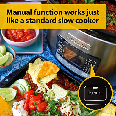 Crockpot TimeSelect Digital Slow Cooker | Programmable Digital Display | 5.6 L (7+ People) | Keep Warm | Energy Efficient | Stainless Steel [CSC066]