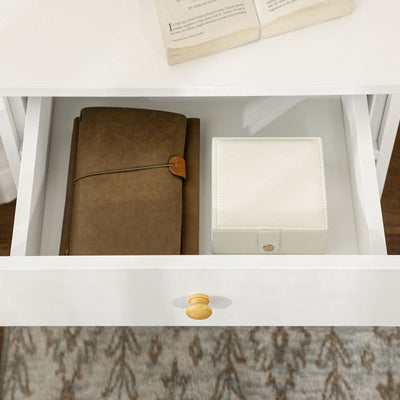 Classic Bedside Table, With Drawer And Shelf - White