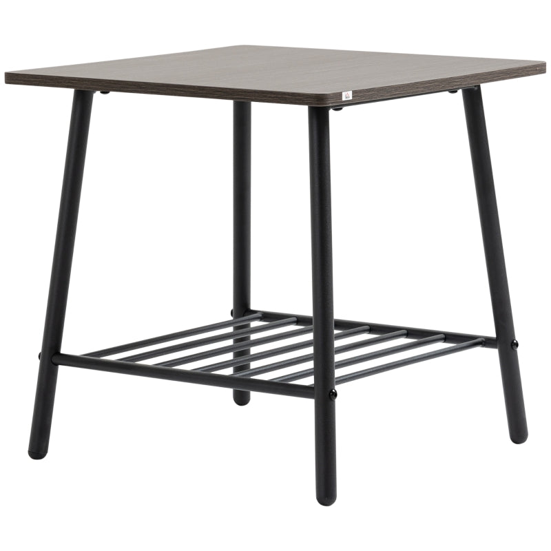 Industrial Side Table With Storage Shelf, Living Grey