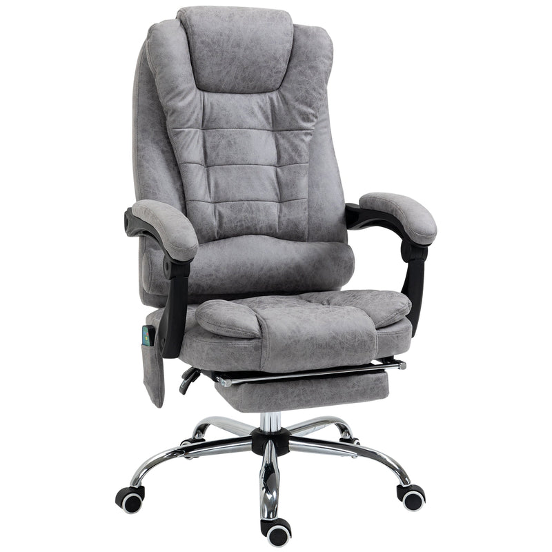 Vinsetto Heated 6 Points Vibration Massage Executive Office Chair Adjustable Swivel Ergonomic High Back Desk Chair Recliner with Footrest Grey