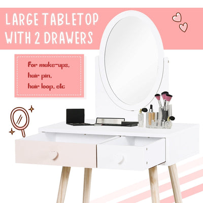 Children's Heart Handle Dressing Table, With Storage