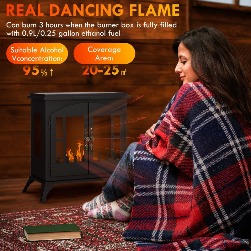 Freestanding Ethanol Fireplace Stove, Black