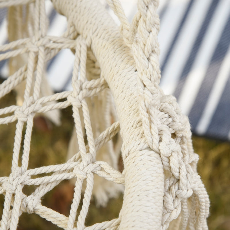 Hanging Hammock Chair Cotton Rope Porch Swing - Cream White