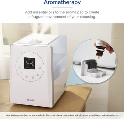 LEVOIT Smart Humidifiers for Bedroom Large Rooms, 6L Top Fill Warm and Cool Mist, Air Vaporizer, Customized Humidity, Essential Oil, Timer, Quiet