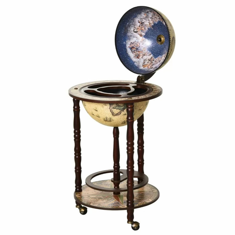 Retro Style Mini Bar Globe Drink Table - Beige