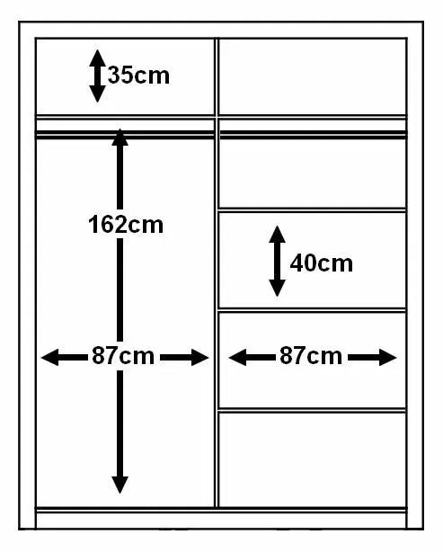 Tegan 2 Door Sliding Wardrobe 181cm - White, Grey, Black or Oak