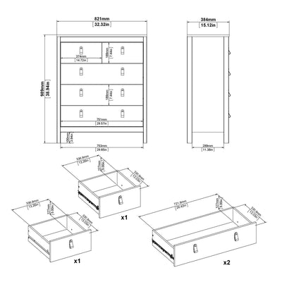 Barcelona Chest 3+2 drawers in White - White