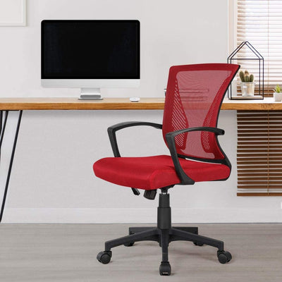 Yaheetech Adjustable Office Chair Ergonomic Executive Mesh Swivel Comfy Work Desk Computer Chair with Arms/Height Adjustable Red