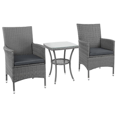 2 Seater Rattan Coffee Table Set-Grey