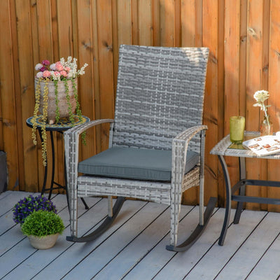 Rattan Rocking Chair- Light Grey