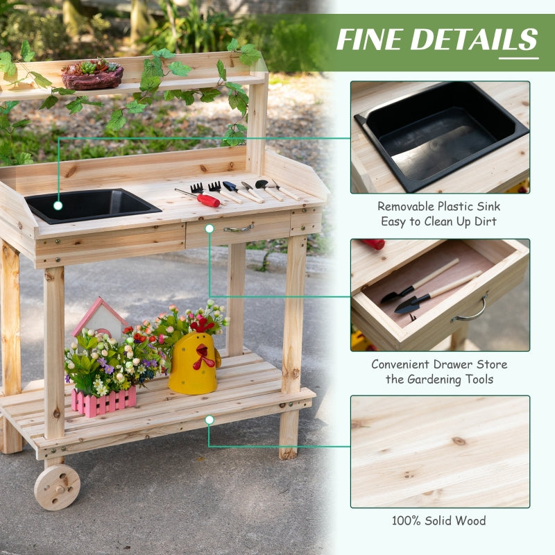 Wooden Potting Bench Work Table