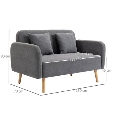 Two-Seater Modern Curved Sofa - Grey