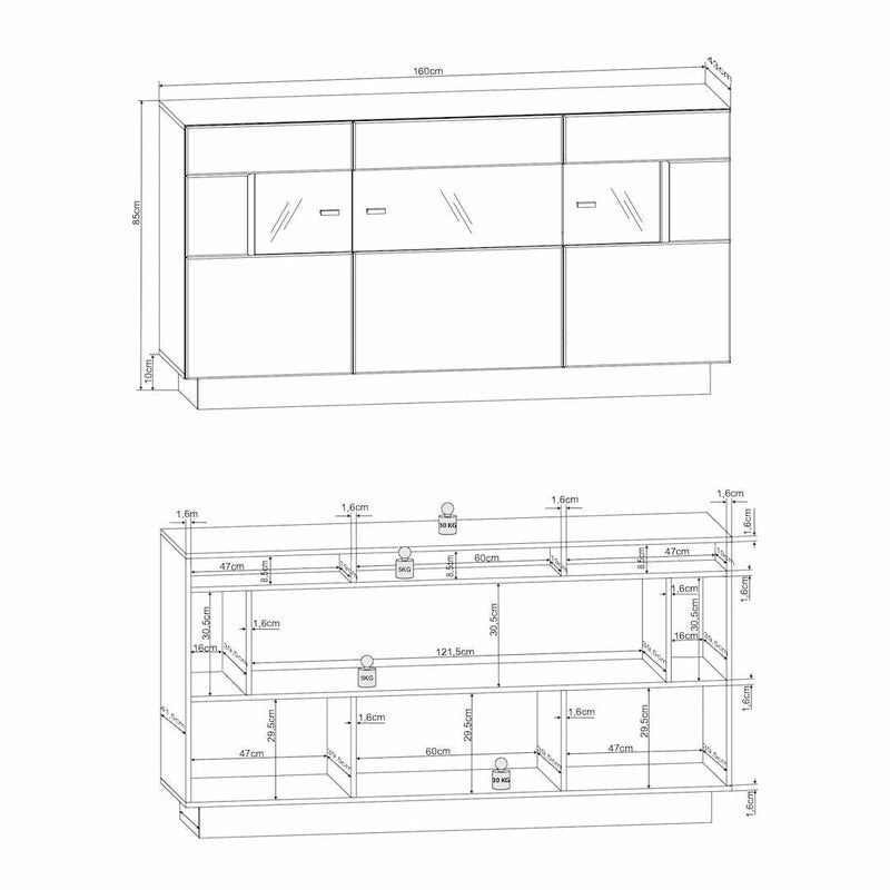 Nata 84 Display Sideboard Cabinet