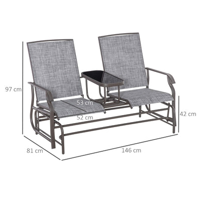 2 Seater Metal Double Swing Chair- Grey