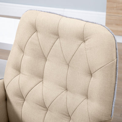 Tufted Ergonomic Desk Chair, Armrest & 360 degree Swivel Base-Beige