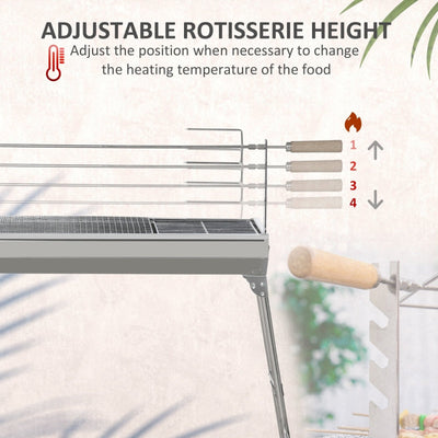 Outdoor Portable Charcoal BBQ Rotisserie Grill Roaster