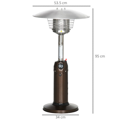 Outsunny Gas Patio Heater with Tip-over Protection, Outdoor Heater with Piezo Ignition, Adjustable Heat, Regulator and Hose for Garden Camping Brown