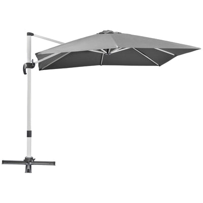 Square Garden Umbrella With Cross Base- Grey