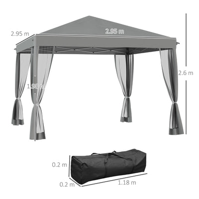 Garden Tent With Removable Mesh Sidewall Netting- Light Grey