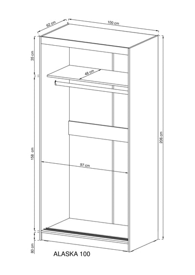 Alaska Sliding Door Wardrobe 100cm