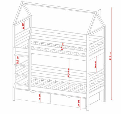 Wooden Bunk Bed Alex With Storage