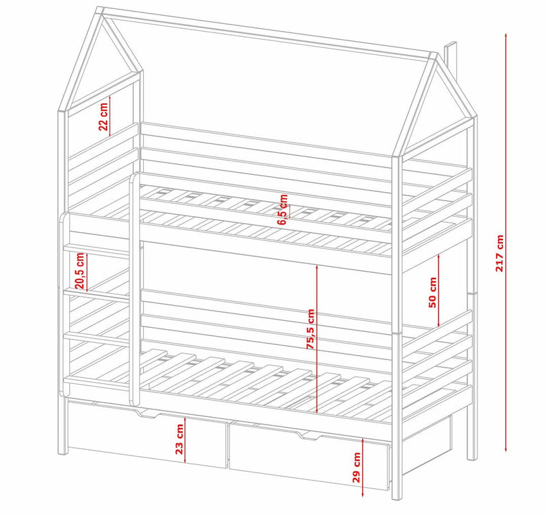 Wooden Bunk Bed Alex With Storage