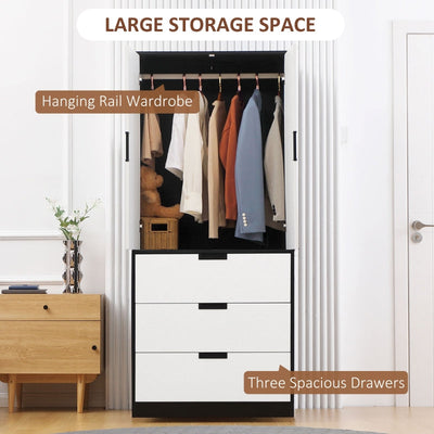 2 Door Wardrobe, Modern , White