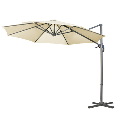 Cantilever Parasol With Cross Base- Cream White