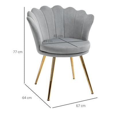 Accent Chair Modern Dining Velvet-Touch Fabric Armchair With Gold Legs