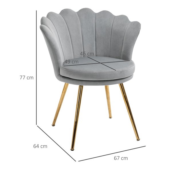 Accent Chair Modern Dining Velvet-Touch Fabric Armchair With Gold Legs