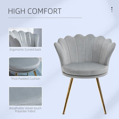 Accent Chair Modern Dining Velvet-Touch Fabric Armchair With Gold Legs