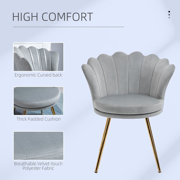 Accent Chair Modern Dining Velvet-Touch Fabric Armchair With Gold Legs