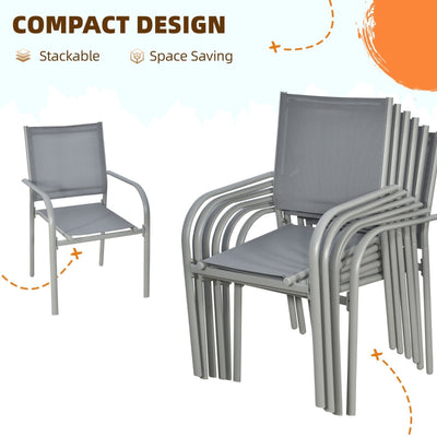 7 PCs Garden Dining Set- Grey