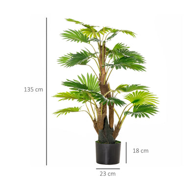 HOMCOM Artificial Tropical Palm Tree Fake Decorative Plant in Nursery Pot for Indoor Outdoor Décor, 135cm